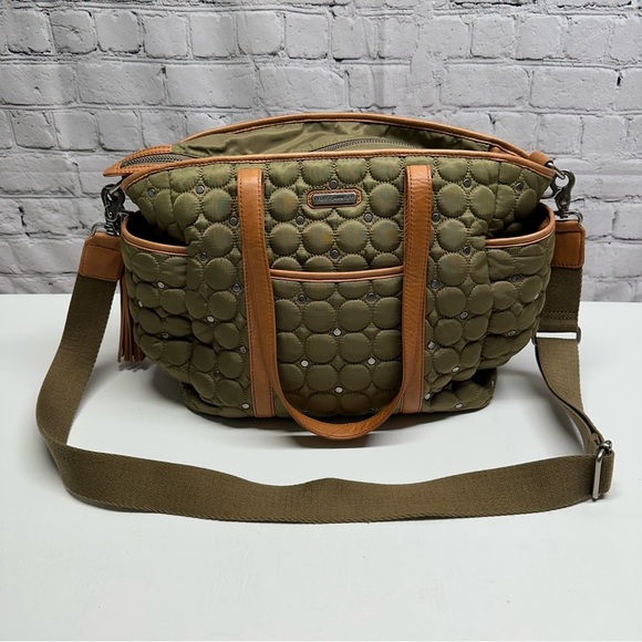 Rebecca Minkoff bay diaper bag Stylish Olive Green Quilted - Picture 1 of 12
